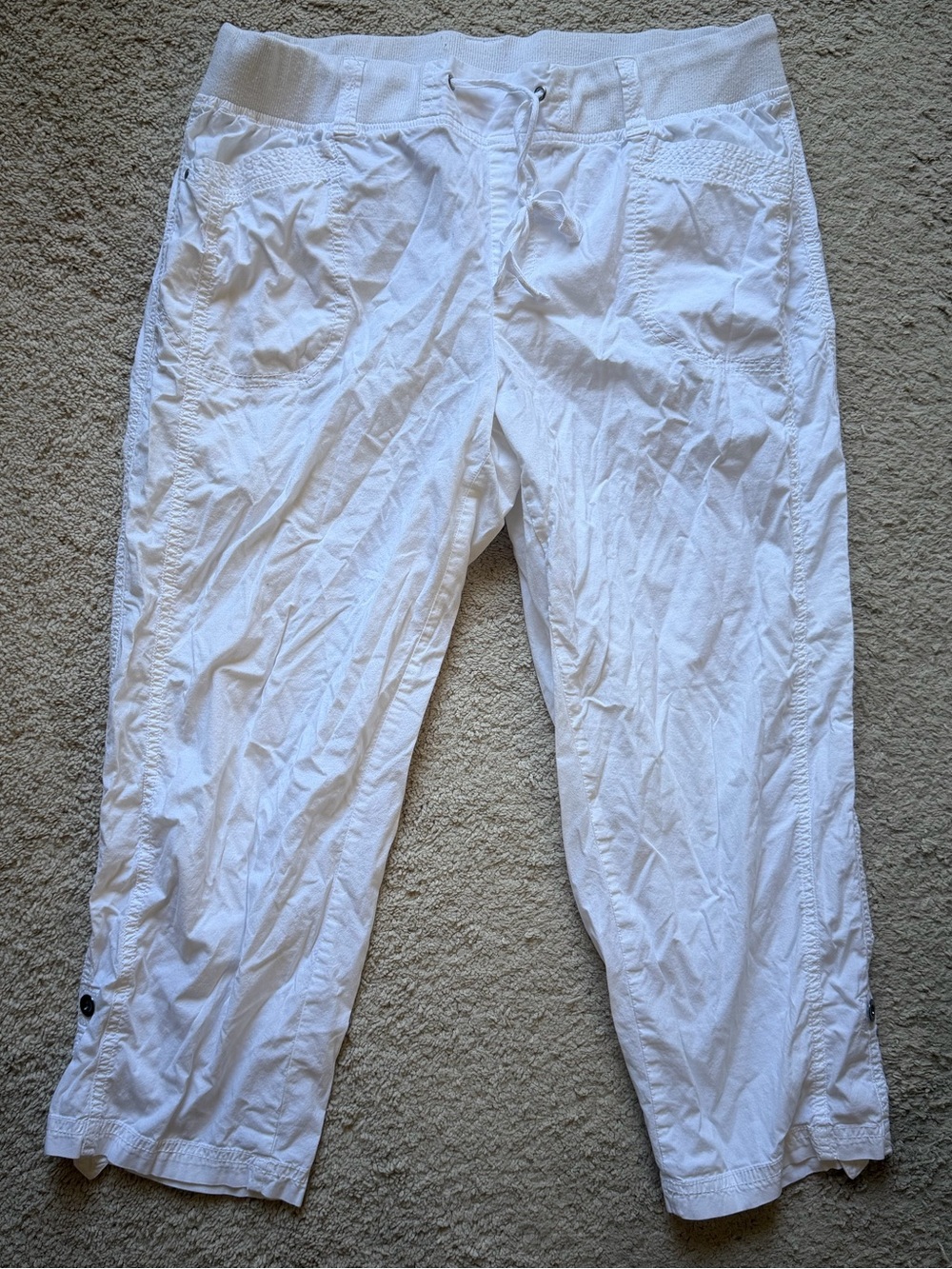 Star Style White Cropped Drawstring Pants